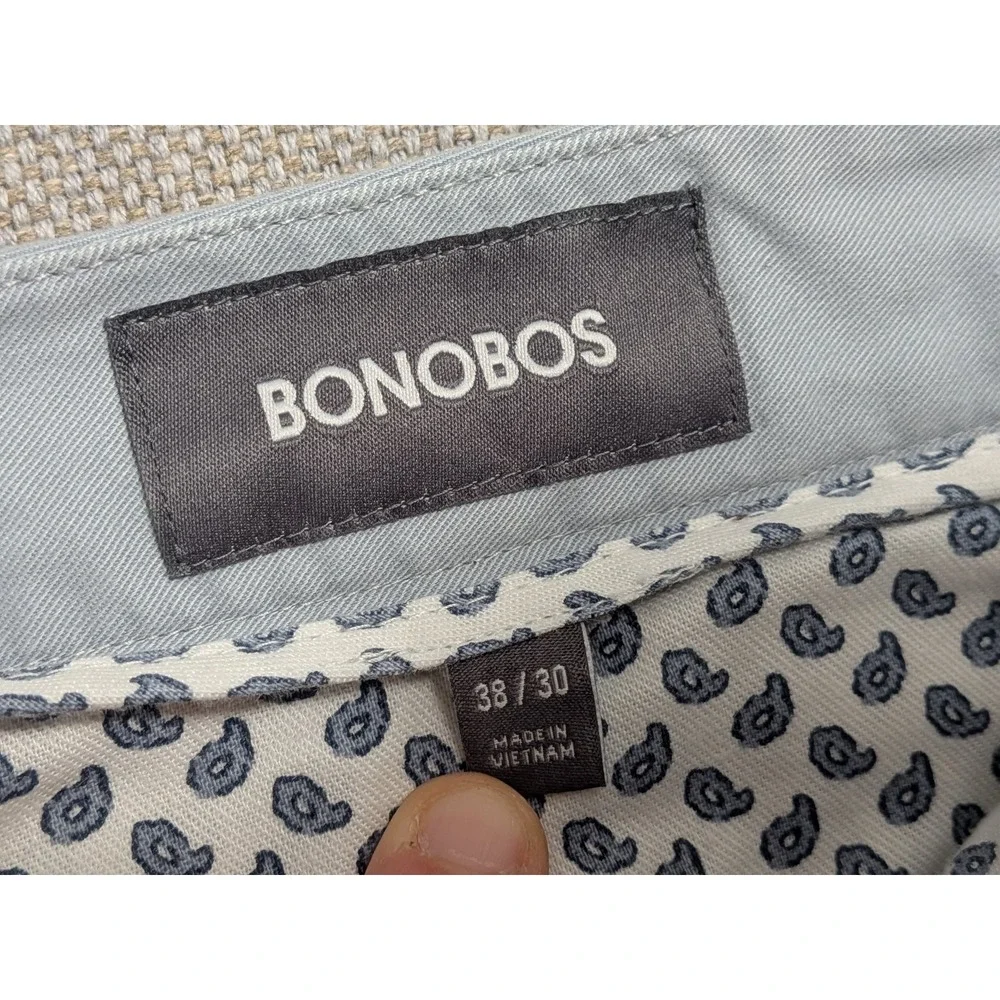 BONOBOS Pants Men's Light Gray 38x30 Slim Fit Cotton Blend Stretch Chinos Office